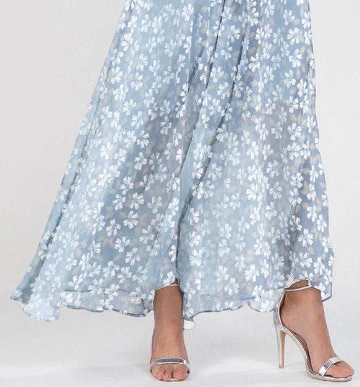 Floral Print Short Sleeve Maxi Dress
