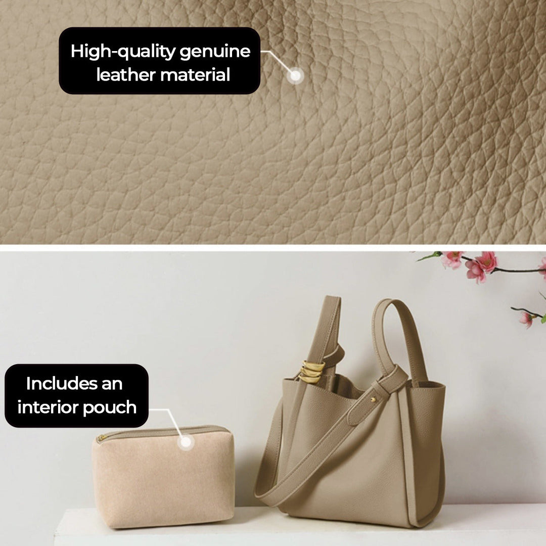 Women's Genuine Leather Mini Picnic Crossbody Bucket Bag