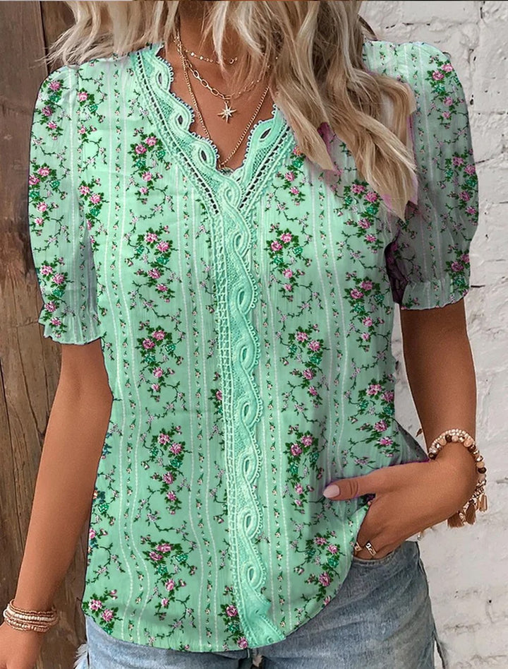🔥V Neck Plain Lace Elegant Shirt