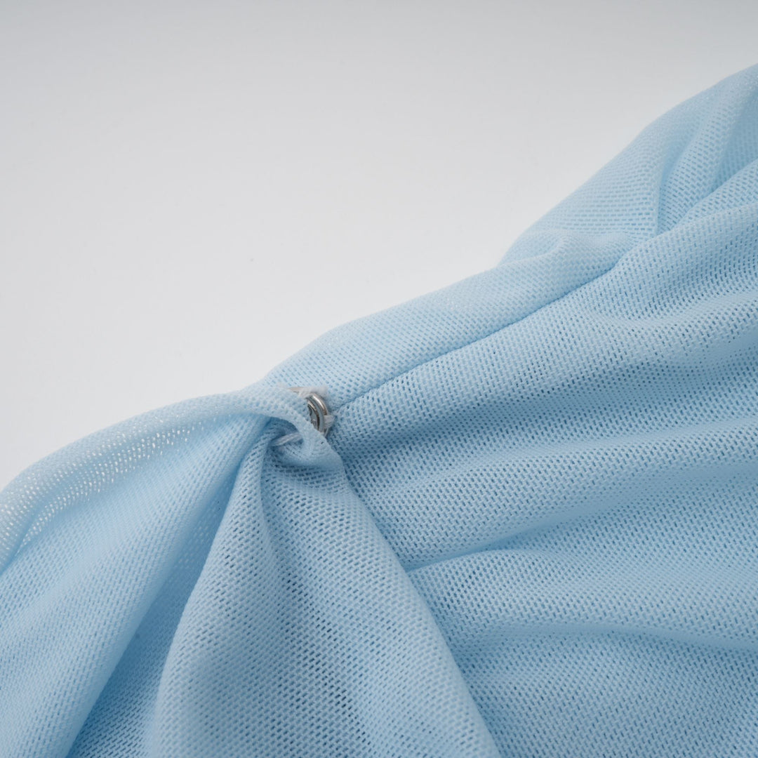 asymmetrical pleated maxi dress in Baby-blue