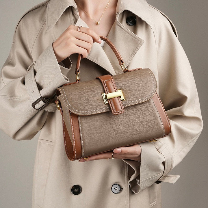 Women’s Genuine Leather Structured Top Handle Crossbody Bag in Luxe Minimalist Style