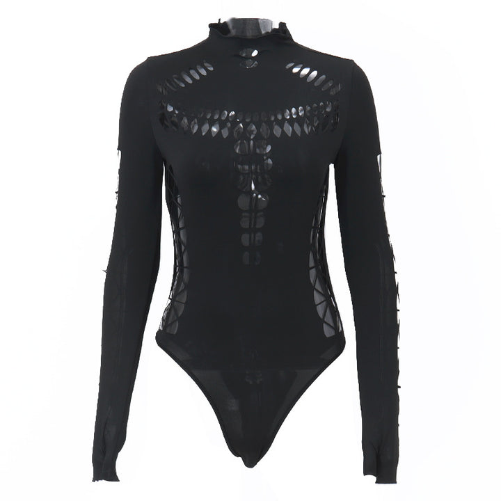 long-sleeved cut-out bodysuit
