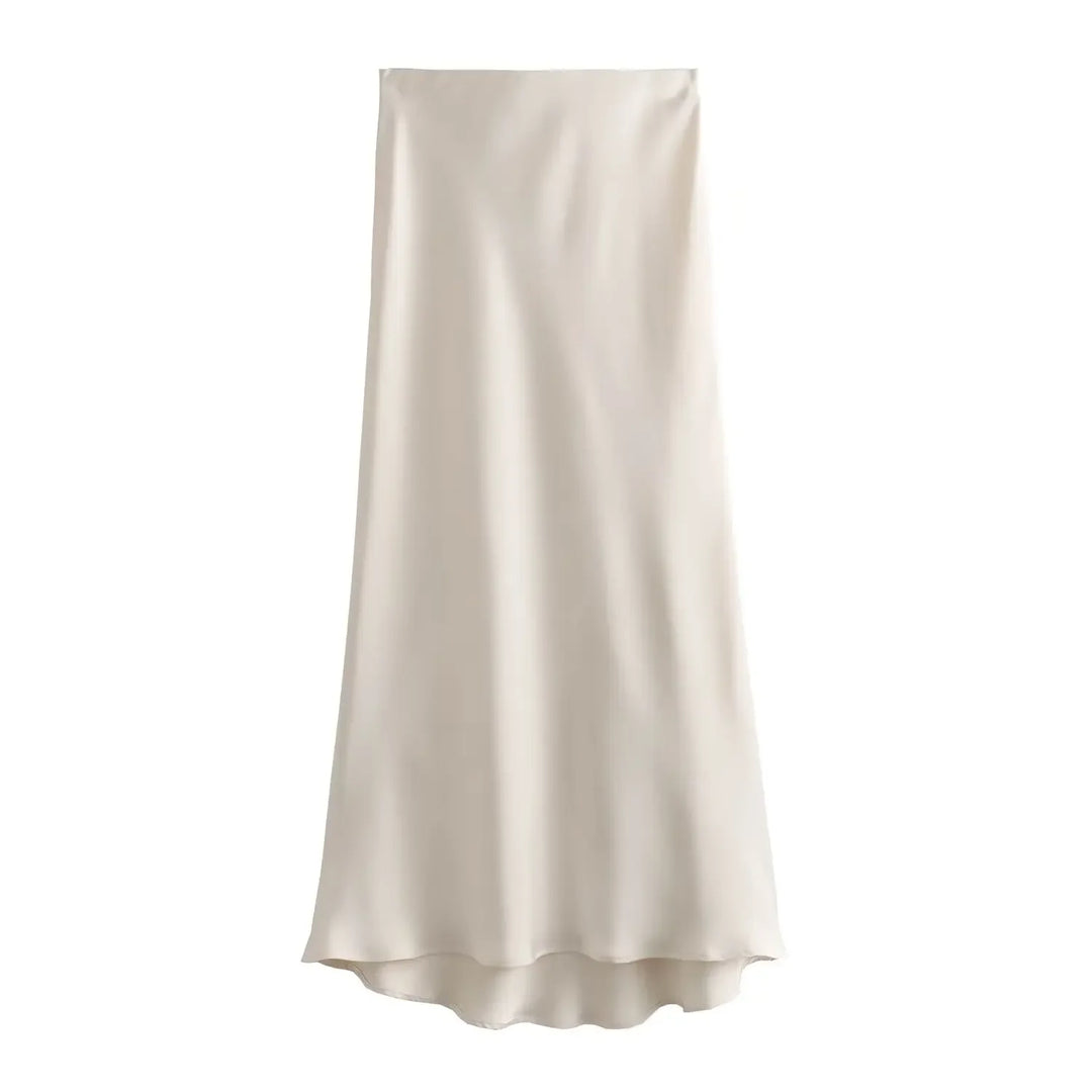 Black Satin Skirt Woman High Waist Elegant Long Skirts