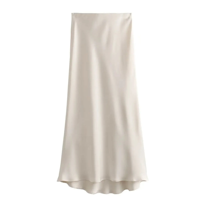 Black Satin Skirt Woman High Waist Elegant Long Skirts