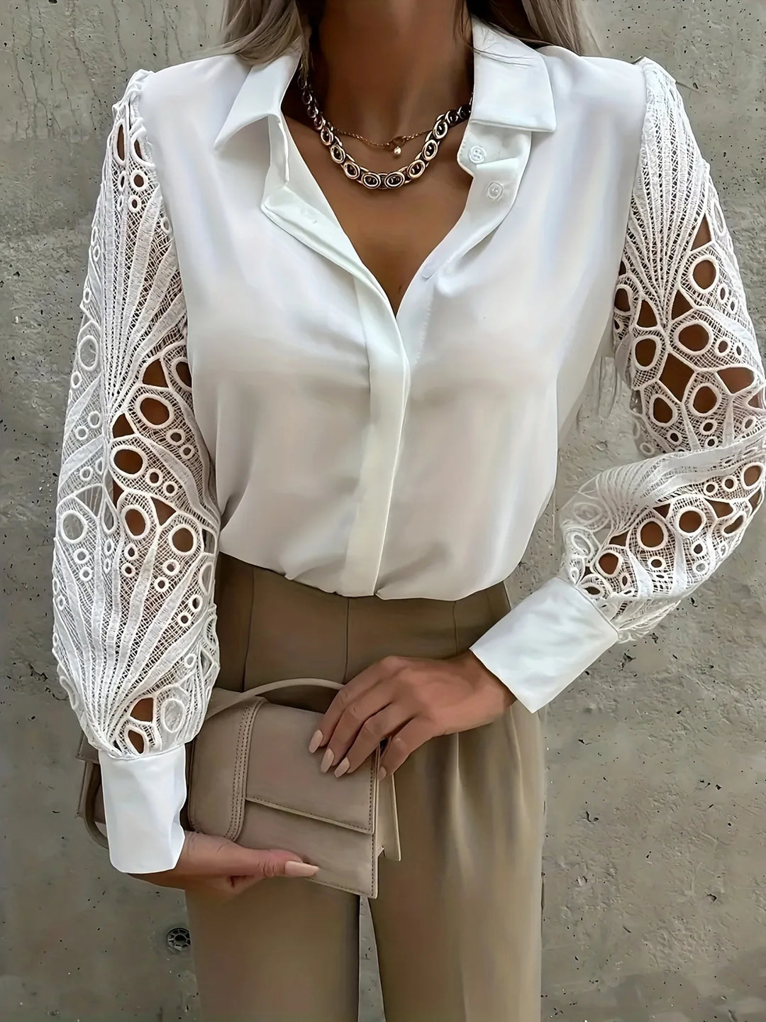 Women Elegant Solid Chiffon Blouse