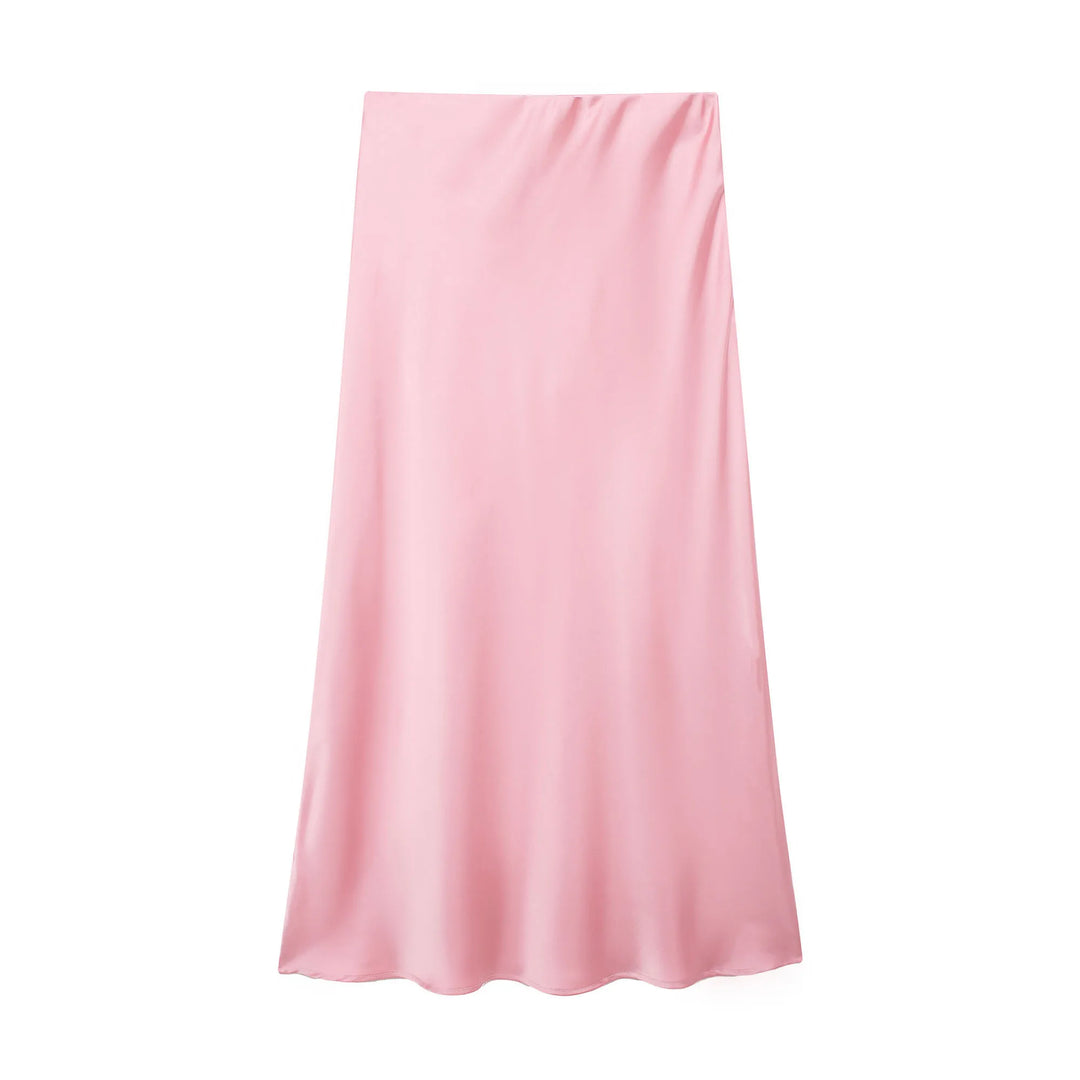 Black Satin Skirt Woman High Waist Elegant Long Skirts