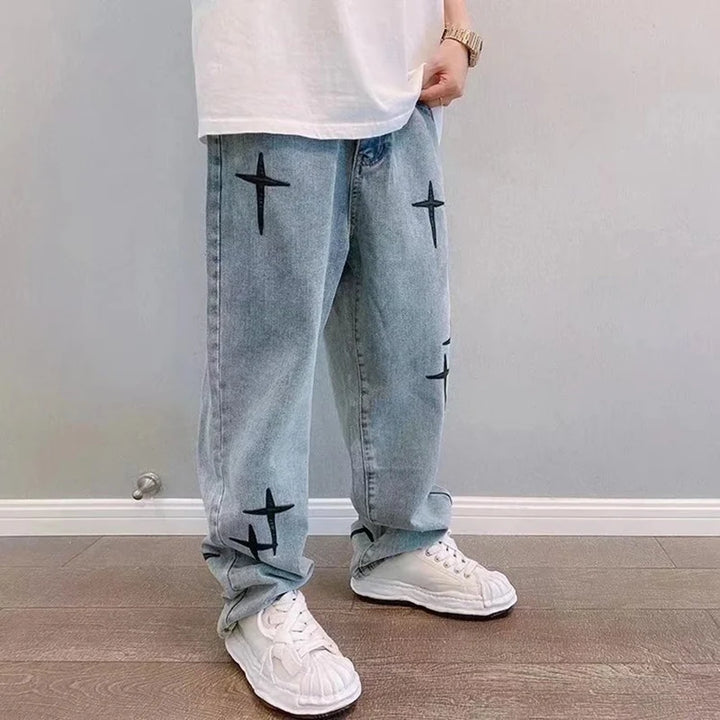 Vintage Fashion Straight Casual Loose Denim Cargo Pants