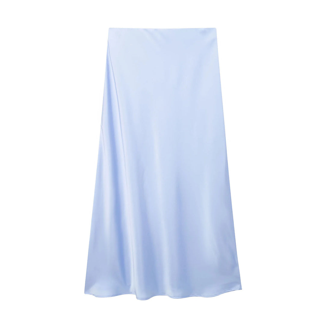 Black Satin Skirt Woman High Waist Elegant Long Skirts