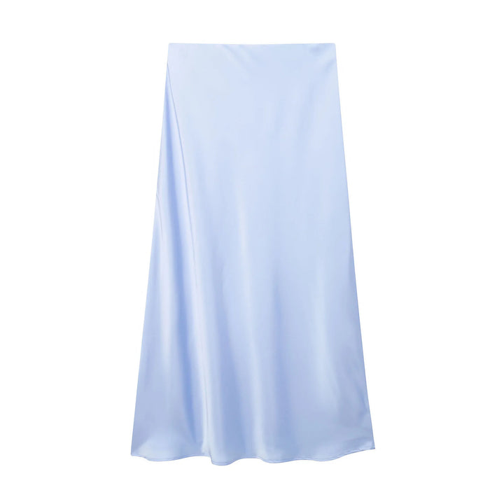 Black Satin Skirt Woman High Waist Elegant Long Skirts