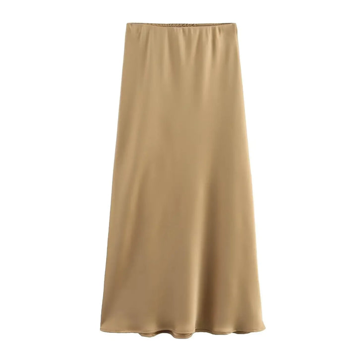 Black Satin Skirt Woman High Waist Elegant Long Skirts