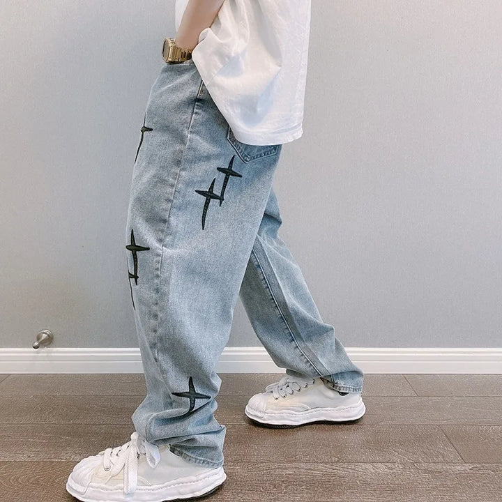 Vintage Fashion Straight Casual Loose Denim Cargo Pants