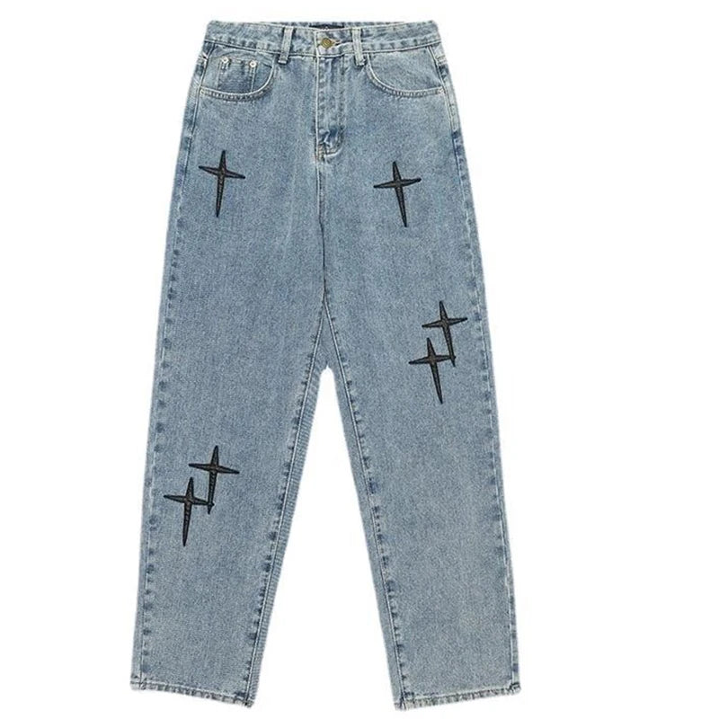 Vintage Fashion Straight Casual Loose Denim Cargo Pants