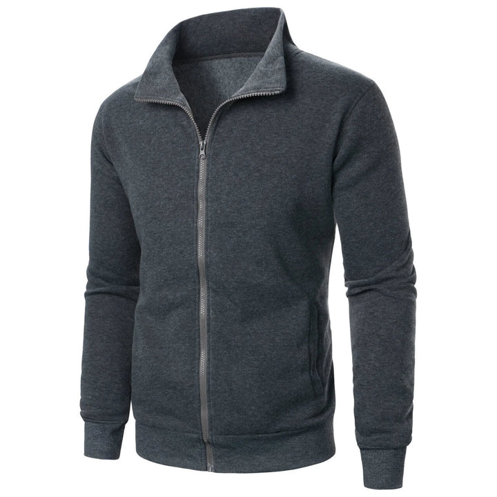 Men's casual sports zipper stand collar hoodie