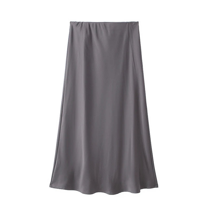 Black Satin Skirt Woman High Waist Elegant Long Skirts