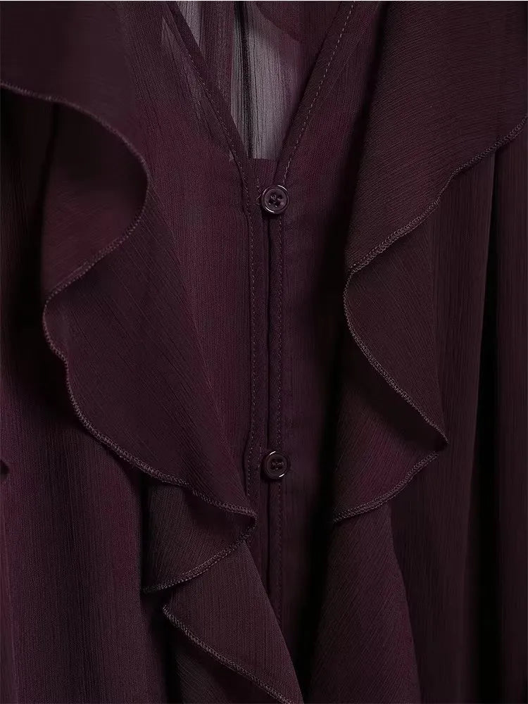 Women Translucent Ruffles