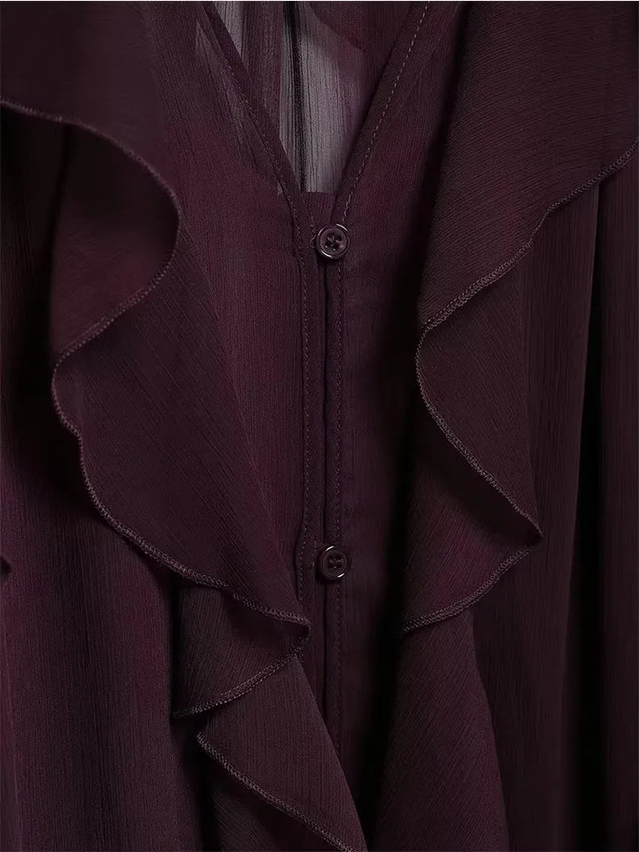 Women Translucent Ruffles