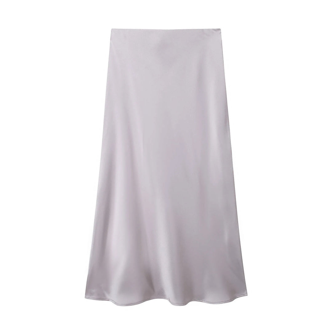 Black Satin Skirt Woman High Waist Elegant Long Skirts