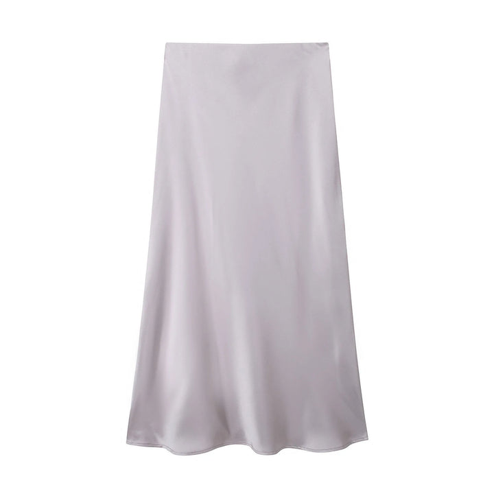 Black Satin Skirt Woman High Waist Elegant Long Skirts