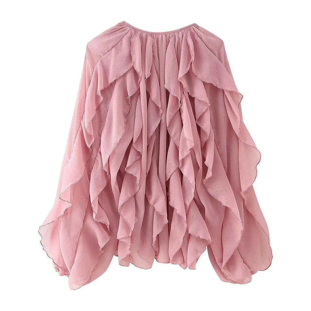 Women Translucent Ruffles
