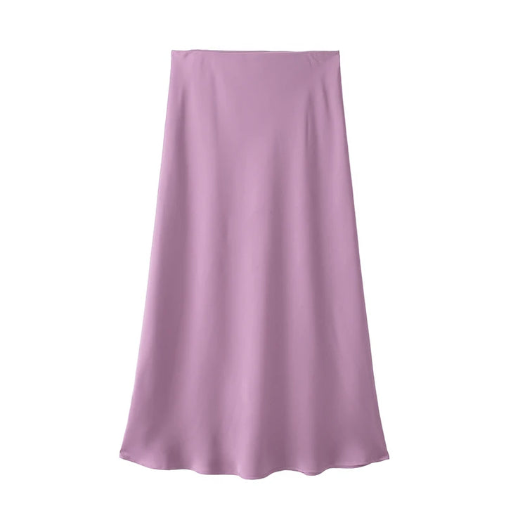 Black Satin Skirt Woman High Waist Elegant Long Skirts