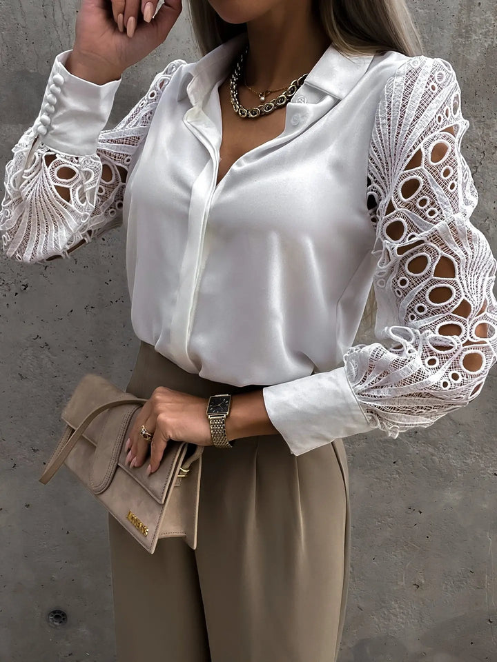 Women Elegant Solid Chiffon Blouse