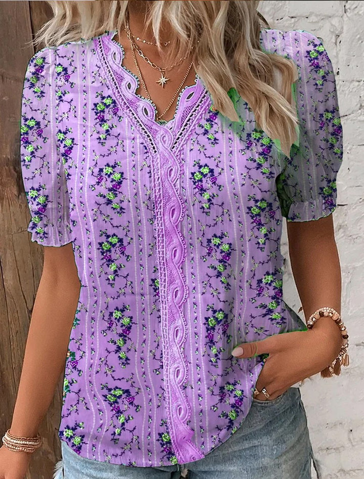 🔥V Neck Plain Lace Elegant Shirt