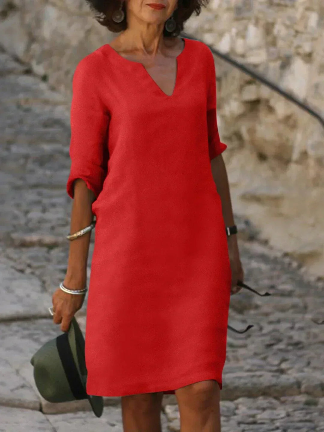 | V-hals Thin Dress